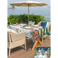thumbnail image 4 of Outdoor Tablecloth with Umbrella Hole and Zipper, Christmas Snowman Rectangle Table Cloth 52x70 Inch Waterproof Tablecloth, Winter Snowflakes Xmas Trees Navy Blue Picnic Table Cover for Patio Camping, 4 of 7