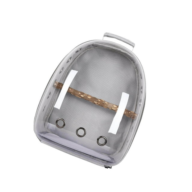 Bird Carrier Cage Shoulder Bag Pet Parrot Travel Transparent Outdoor Clear Backpack Gray