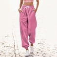 thumbnail image 2 of Sngxgn Womens Wide Leg Pants High Waisted Joggers Loose Lounge Pants(Hot Pink,L), 2 of 4