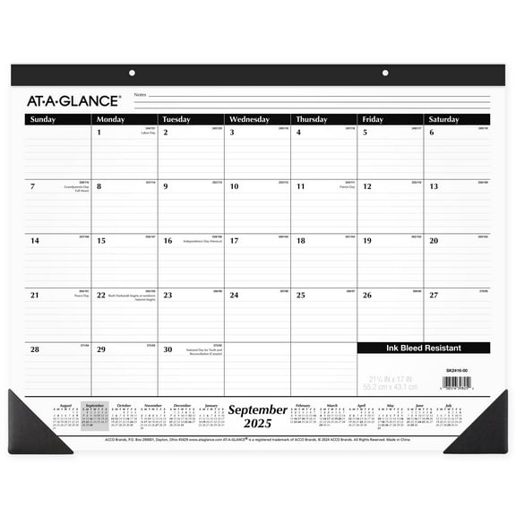 AT-A-GLANCE Academic 2025-2026 Monthly Desk Pad Calendar Standard 21 34 x 17 -