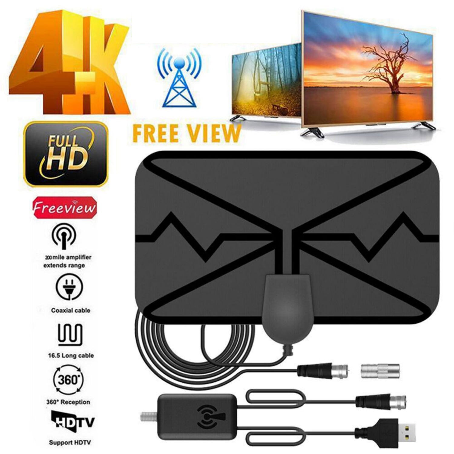Xhy Digital TV Antenna for Free Channels Amplified Digital 4K 1080P 120