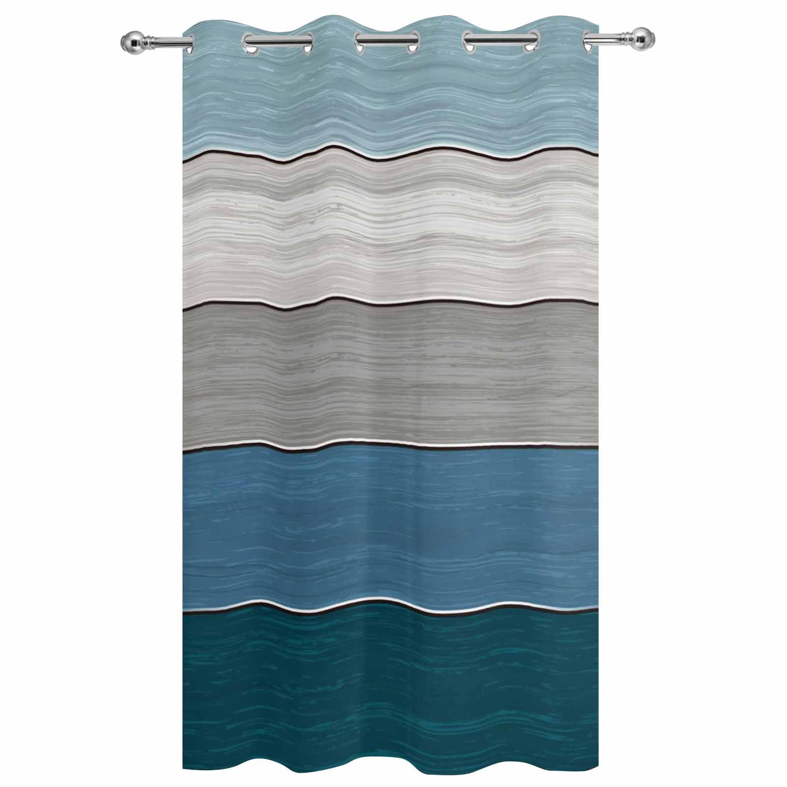 Outdoor Curtains for Patio Waterproof, Blue Ombre Wooden Windproof Pravicy Outside Porch Blackout Curtain, Farmhouse Retro Wood Gradient Sun Blocking Grommets Curtains for Cabana Gazebo 54"x108"