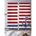 thumbnail image 4 of Anchor Red Semi Sheer Curtains 108 Inch Length 2 Panels Set, Modern Navy Blue White Striped Nautical Sheer Kitchen Curtain Privacy Voile Window Curtain for Living Room Bedroom Rod Pocket Drapes, 4 of 7