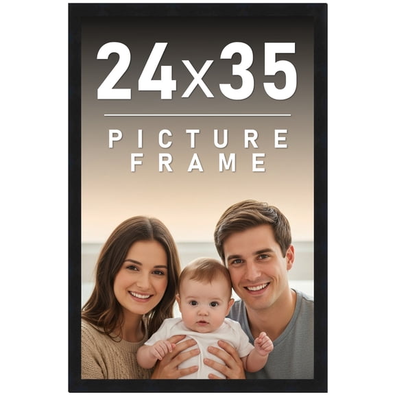24x35 Frame Black Solid Wood Picture Frame | 0.75 Inch Moulding Width | Includes UV Acrylic