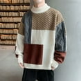 thumbnail image 3 of SWSMCLT Men's Long Sleeve Pullover Sweater Cozy Mock Neck Knitwear Soft Top Knitted Fashion Crewneck Holiday Casual Beige Medium, 3 of 5