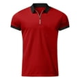 thumbnail image 2 of Mens Polo Shirts Muscle Turn Down Collar Slim Fit Short Sleeve Color Block Golfs Zipper Soft Tees Activewear, 2 of 4