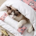 thumbnail image 5 of Japanese Style Pet Sleeping Bag Semi Enclosed Winter Warm Cat Dog Bed Removable Washable for Small to Medium Pets, Polyester, Pink XL, 1 Count, 5 of 6