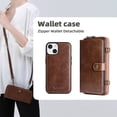 thumbnail image 2 of Feishell for iPhone 14 Plus Crossbody Wallet Case,PU Leather Lager Capacity Detachable Cover Magnetic Buckle Card Slots Zipper Pocket Kickstand Phone Case with Adjustable Shoulder Strap,Brown, 2 of 8