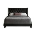 thumbnail image 3 of Home Design Homer Queen Button-Tufted Wingback Upholstered Panel Bed Frame with Nailhead Trim design for Adult, Black, Easy Assembly, 3 of 7