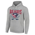 thumbnail image 2 of Men's Starter Heather Gray Columbus Blue Jackets Team Logo Graphic Fleece Tri-Blend Pullover Hoodie, 2 of 3
