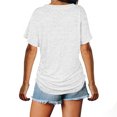 thumbnail image 6 of Womens T-Shirts Short Sleeve Women's V Neck T Shirts Short Sleeve Tunic Tops Basic Tee Loose Fitting Casual Tops Side Ruched Tunic Shirts Summer Tops for Women Loose Tunic Shirts White L, 6 of 8
