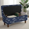 thumbnail image 3 of Jiueut Blue Palm Tree Boat Print Stretch Ottoman Cover Rectangle Folding Storage Stool Furniture Protector Soft Slipcover with Elastic Bottom for Living Room Bedroom Entryway, Large, 3 of 7