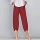 thumbnail image 1 of ICHUANYI Clearance Fashion Women Summer Casual Loose Pockest Elastic Waist Trousers Capris Pants(Red, M) ICHUANYI WER2023080905240, 1 of 5