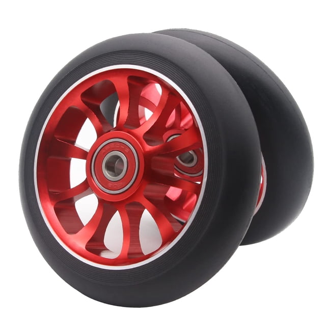 2 Pcs Roues de Remplacement 110mm pour Trottinette Pro avec Roulements Abec 9 Compatibles avec Trottinettes MGP/Razor/Lucky Pro (A-Rouge)