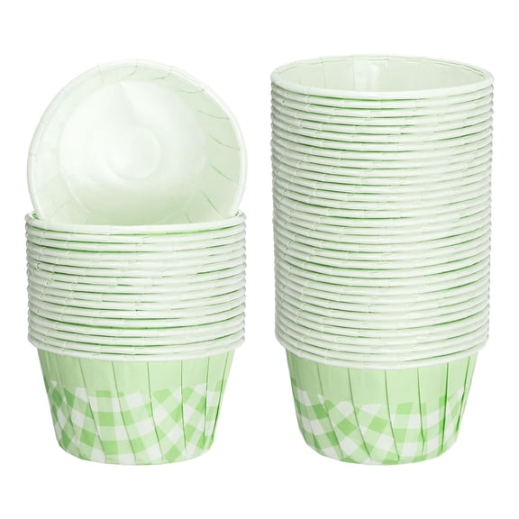 Mini Lattice Cupcake Liners, 50Pcs Cupcake Muffins Liners Cupcake Holders Paper Greaseproof Wrappers(Green and White)