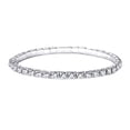 thumbnail image 4 of Unir Stretch Full Rhinestone Bracelet Elastic Tennis Bracelet Stackable Silver Bangle for Women Wedding Party Jewelry Gift 1pc One Size White, 4 of 8