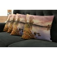 thumbnail image 5 of Ambesonne City Throw Pillow Cover 4 Pack, Prague Riverside Autumn, 18", Pink Orange, 5 of 5