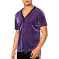 thumbnail image 4 of INSPIRE CHIC Glitter Sheer T-Shirt for Men's Shiny Tee V-Neck Short Sleeve Party See Through t Shirts XL Purple, 4 of 5