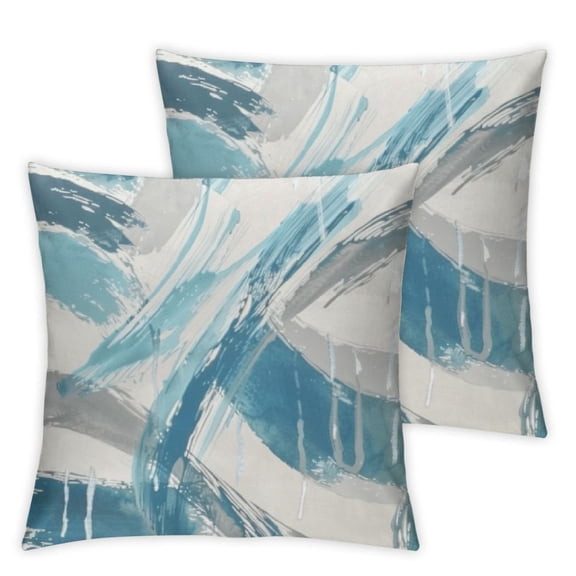 nygtbtfer  Throw Pillow Cases Pack of 2 Cozy Fleece Two-Tone Abstract Feather Decorative Cushion Covers for Couch Bed Sofa Farmhouse Decoration Smoke Blue Grey White
