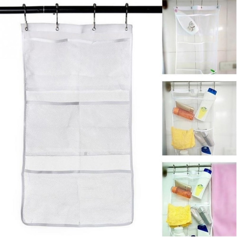 3 Pack Hanging Mesh Shower Caddy Organizer With 6 Pockets, Shower Curtain  Rod/liner Hook Fabric Storage Bag Bathroom Door Hanger , Dorm Rv Space  Savin