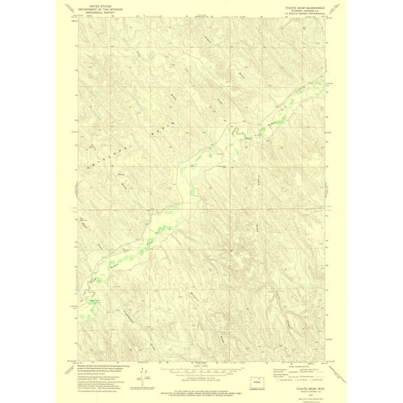 Topographical Map - Floate Draw Wyoming Quad - USGS 1972 - 23 x 31.80 - Vintage Wall Art