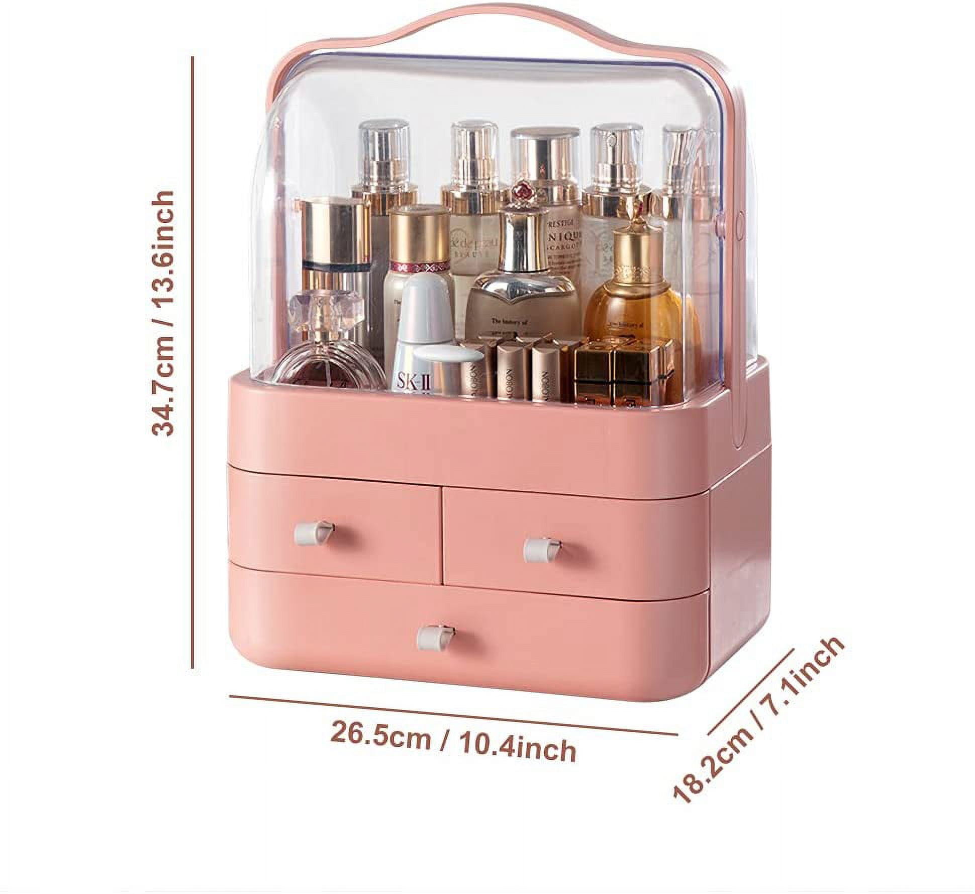Make up Brush Holder Dustproof Acrylic Storage Box Makeup Organizer, Pink  Pearl, Small, 37.39 Ounce Upgraded Version