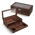 thumbnail image 2 of Organizador de joyas Watch Box TomCare de 2 niveles con candado, color marrón, 2 of 7