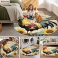 thumbnail image 5 of Vintage Rooster Round Area Rug 7 FT, Non Slip Living Room Area Carpet, Pastoral Floral Watercolor Animals Washable Soft Circular Rug Non-Shedding Floor Carpet for Bedside Office Play Room Classroom, 5 of 9