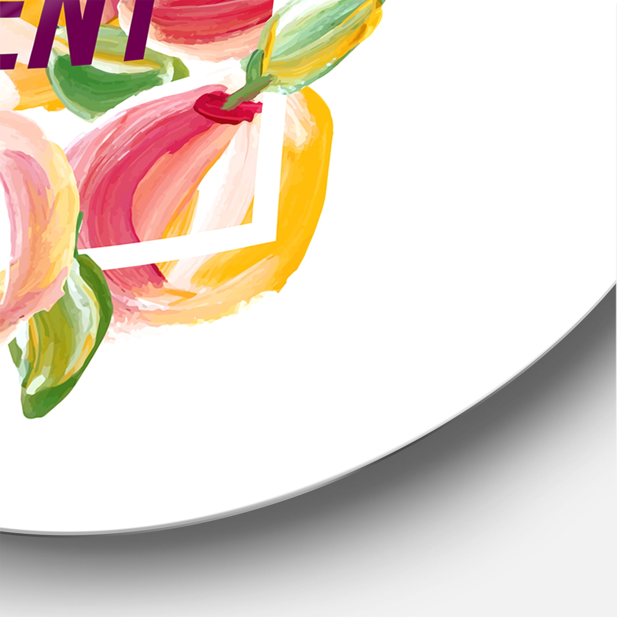 Designart 'Enjoy Every Moment Over Colorful Flowers' Traditional Circle Metal Wall Art 36x36 - Disc of 36