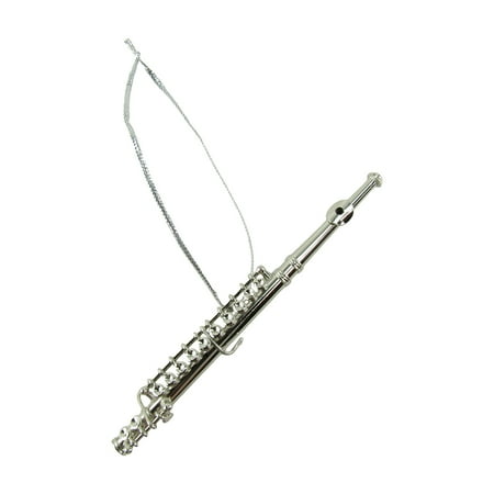 - Miniature Silver Flute Musical Instrument Realistic Ornament Marching Band Gift
