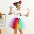 thumbnail image 2 of TOOYOU Girls Skirts Kids Layered Party Mesh Tulle Tutu Skirts Polka Dot Rainbow Color Matching Ballet Skirts Hairclip Set Sweet Girl Basic Short Skirt Size 2-4 Years Multicolour, 2 of 5