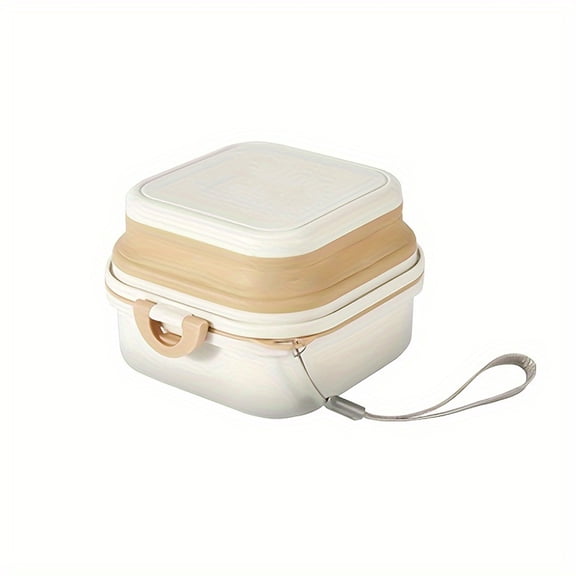 Portable Folding Pet Bowl with Lid, BPA-Free Travel Food Water Container, Outdoor Camping Feeding Dish for Dogs Cats, White, 27 fl oz / 800 mL