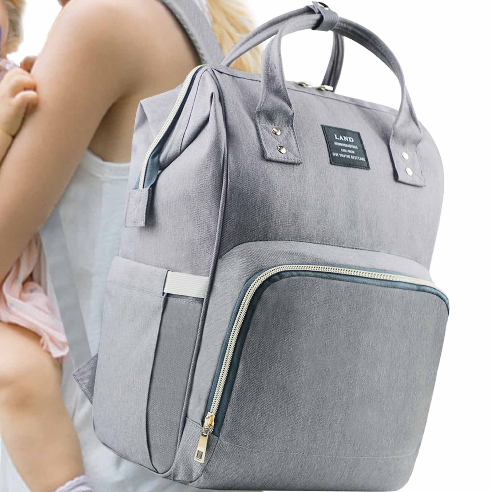 Stylish Waterproof Large Capacity Maternity Baby Diaper Bag Backpack Dark Gray 