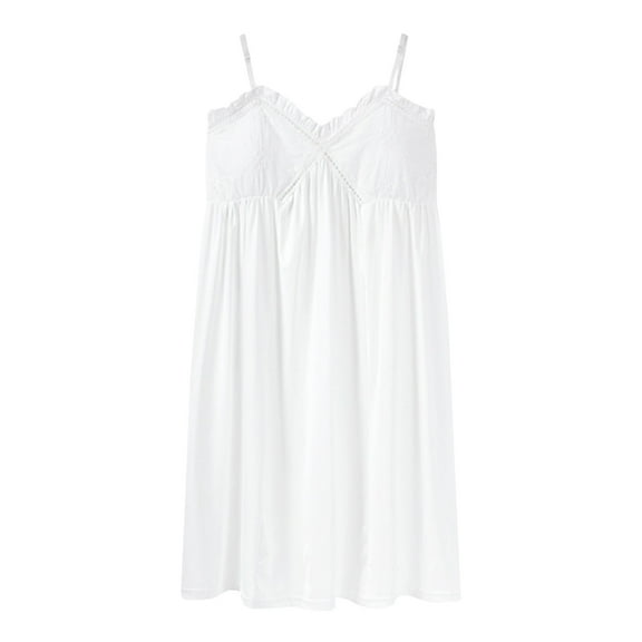 Jgppe Women's Short Nightgown Pajamas Dress Solid Color Spaghetti Strap Flowy Casual Dress Nightwear