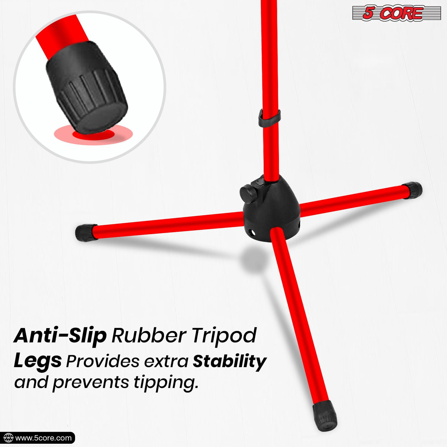 Tripod Mic Stand Floor Adjustable 18 to 72 Inches Sturdy Boom Arm Holder Microphone Stands Pedestal Para Microfono for Singing MS 080 RED