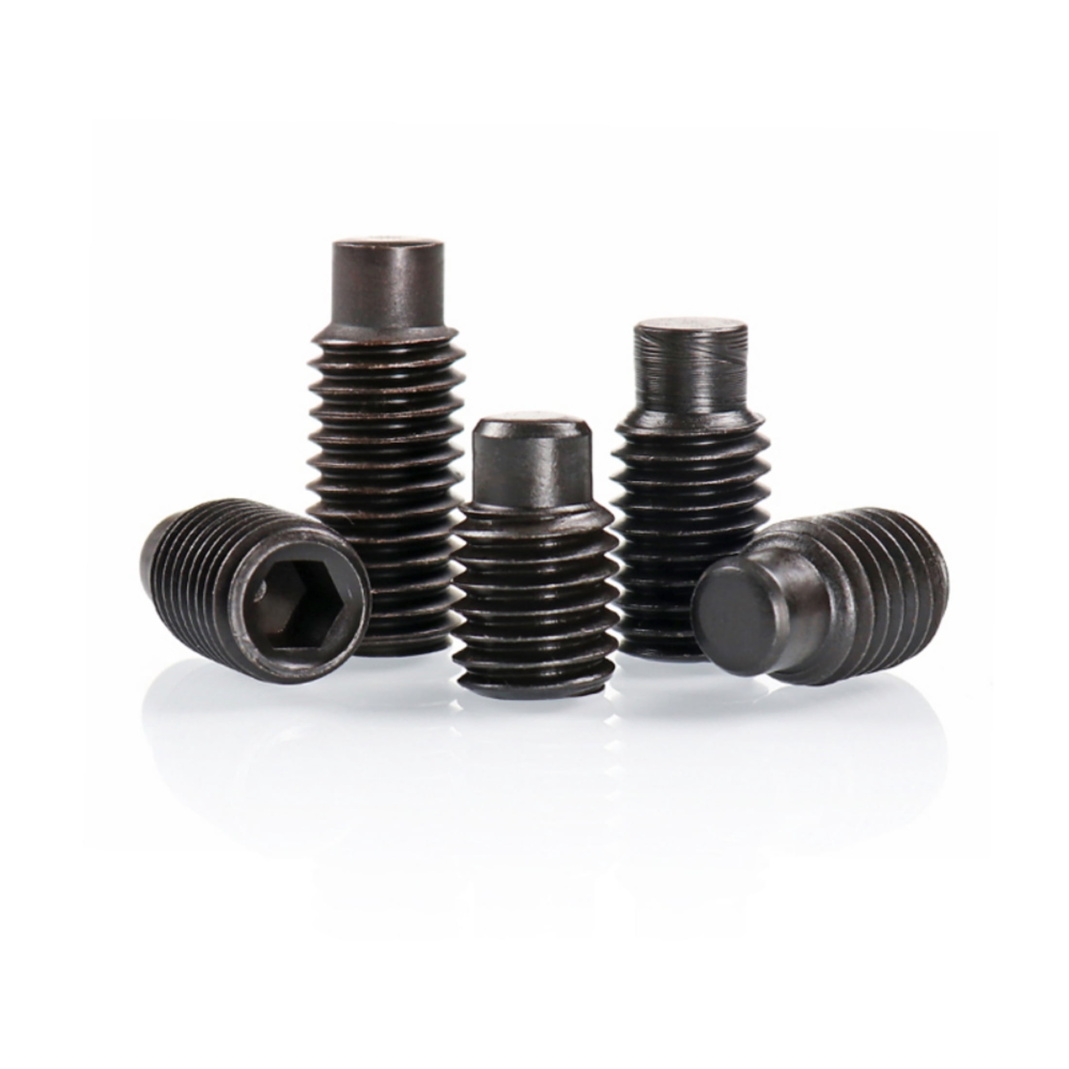 (100 pcs) Black Carbon Steel Male End Set Screw With Hexagon Socket Head Cap, for Processing Fixing Accessories 5x8mm.