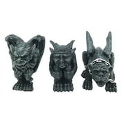 Chained Gothic Stoic Gargoyle Chimera Castle Guardians Figurines Miniature 3" Scale Set Collectible Auto and Home Decorative Dollhouse Accessory Collector Set Tabletop Ornament