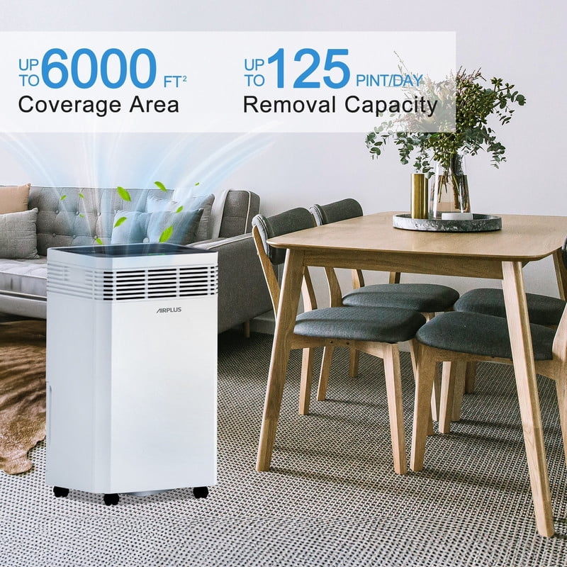 125 pt. 6000 sq.ft. Commercial Dehumidifier with Built-in Pump, Auto Defrost in White