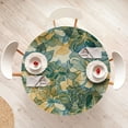 thumbnail image 4 of Ambesonne Floral Fitted Round Tablecloth, Linear Abstract Flowers Art, 56"- 60" Diameter, Pale Orange and Fern Green, 4 of 5