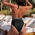 thumbnail image 5 of Royisotas One Piece Swimsuit for Women Color Block V Neck Backless Beach Pool Party High Leg Cut Summer, 5 of 8