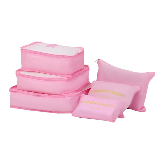 Unique Bargains 6 Set Travel Bag for Storage Closet Organizers Travel Accessories Pink
