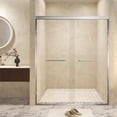 thumbnail image 2 of 50-54 in.W x 72 in.H Double Sliding Framed Shower Door,Clear Tempered Glass,Stainless Steel Frame,Brushed Nickel 03, 2 of 8