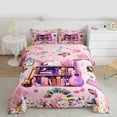 thumbnail image 4 of Manfei Girly Pink Cartoon Bedding Comforter Set, Modern Rock Music Twin Comforter Sets, Kawaii Princess Style Reversible Bedding Set, Lightweight Room Decor, 2pcs, 4 of 8