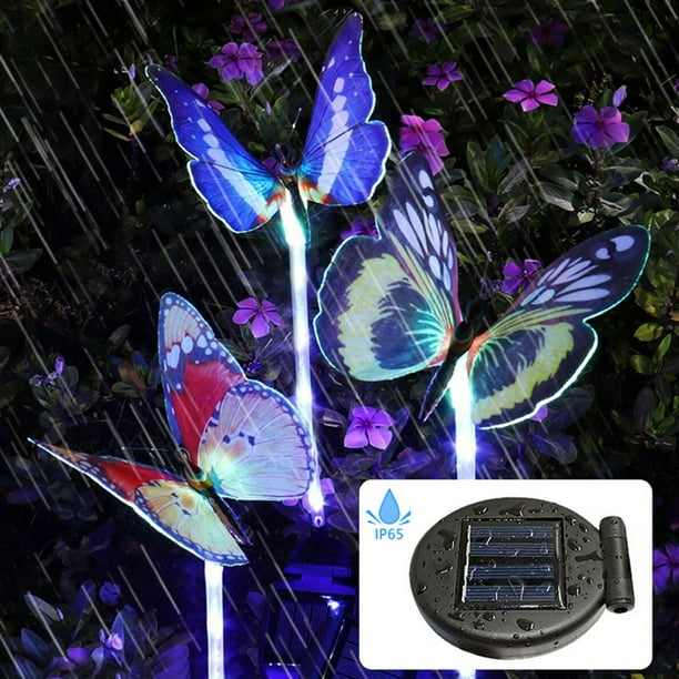 3pcs Solar Fiber Optic Butterfly Lights Simulation Butterfly Floor