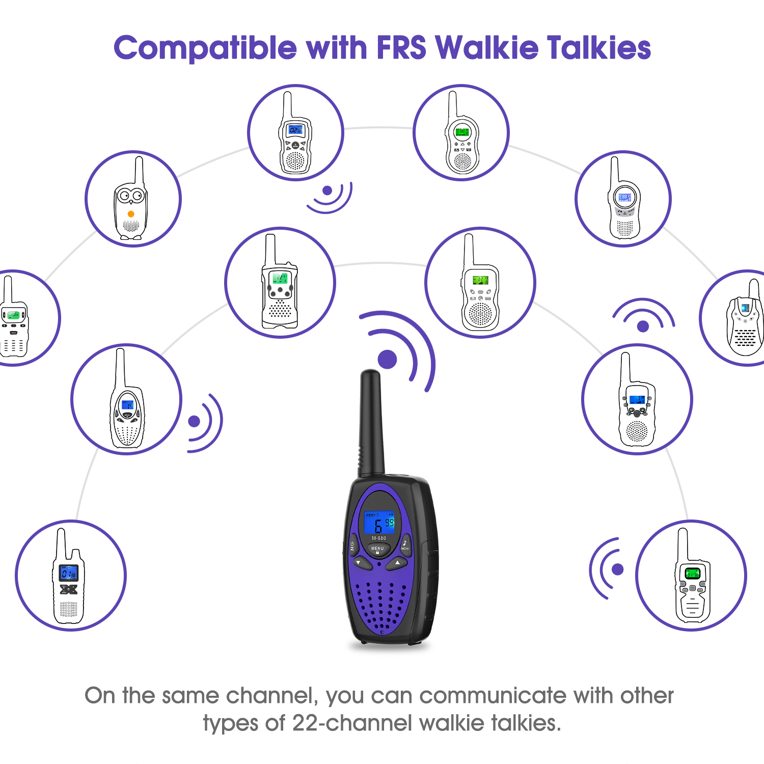 WisHouse M880 Walkie Talkies 2 Pack Purple photo 8