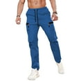 thumbnail image 2 of Mohiass Cargo Pants for Men Hiking Relaxed Fit Casual Baggy Pants Lightweight Outdoor Elastic Waist Joggers Trousers with Pockets Royal Blue L, 2 of 8