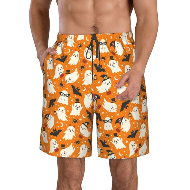Fotbe Cute Ghosts Trajes de Baño Estampados para Hombre, Shorts de Verano de Secado Rápido, Ropa de Playa, Bañadores-X-Large