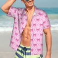 thumbnail image 7 of Sikiie Pink bows Print Men's Hawaiian Shirt, Summer Beach Button Pocket Short Sleeve T-Shirt,Large, 7 of 7