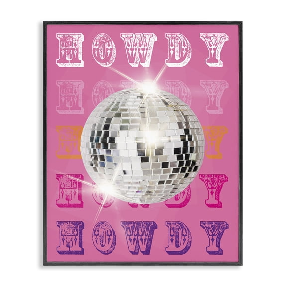 Stupell Industries Glam Howdy Retro Disco Ball Black Framed Giclee Art, 11 x 14, by Susan Arnot