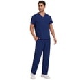 thumbnail image 4 of Niaahinn Scrubs for Men Set – V-Neck Top & Straight Leg Pants Stretch Nursing Uniform Set with Adjustable Waistband and Multiple Pockets, 10 Colors, 4 of 5
